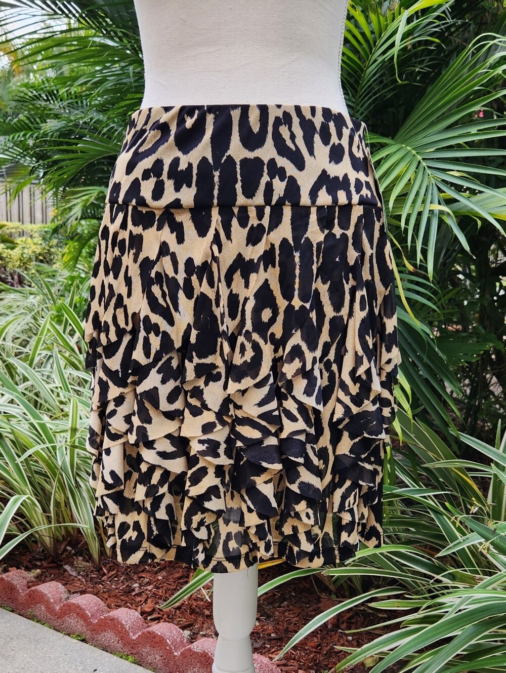 INC International Concepts Leopard Print Skirt - Black & Tan